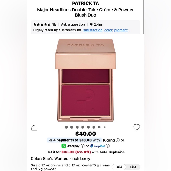 PATRICK TA Major Headlines Double-Take Crème & Powder Blush Duo-She's Wanted - Picture 12 of 12